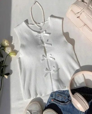 Sovi fashion Casual Self Design Women White Top