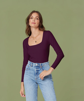 Dream Beauty Fashion Casual Solid Women Purple Top