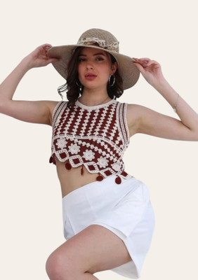 Laxmi Empire Casual Embroidered Women Maroon Top