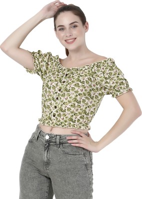 ZUVINO Casual Printed Women Light Green Top