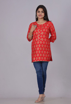 KHUNTETA'S Casual Printed Women Red Top
