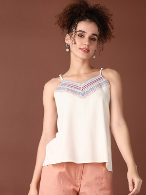 V-MART Casual Solid Women White Top