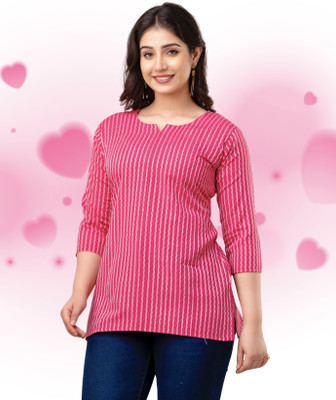 VROEGER Casual Striped Women Pink Top