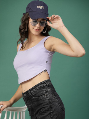 RIGO Casual Solid Women Purple Top