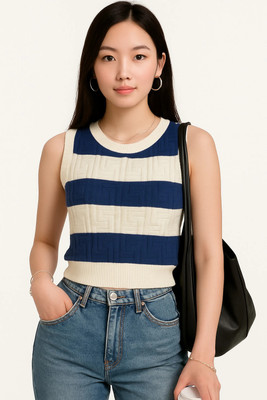 Ina fashion Casual Striped Women Blue Top