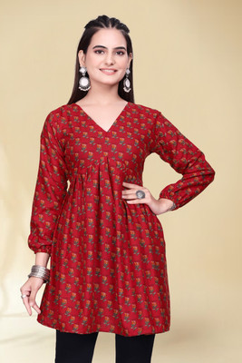 Malhaari Outfits Casual Floral Print Women Red Top