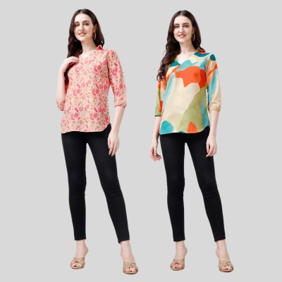 Parnavi Casual Printed Women Multicolor Top