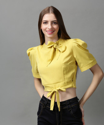 SHOWOFFFF Casual Solid Women Yellow Top