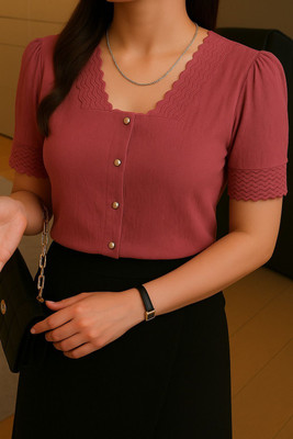Absorbing Casual Self Design Women Pink Top