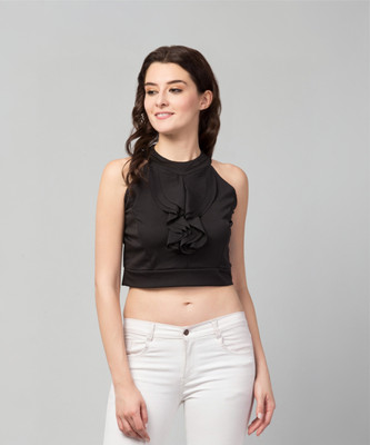 famiss fashion Casual Sleeveless Solid Women Black Top