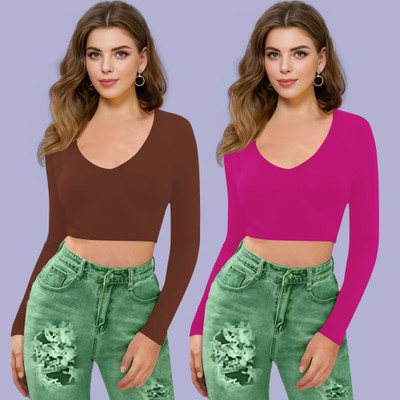 Maheshvi Casual Solid Women Pink Top