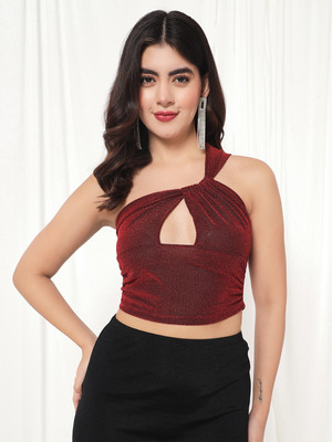 TANDUL Casual Solid Women Maroon Top
