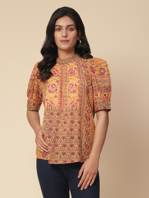 aarke Ritu Kumar Casual Printed Women Yellow Top