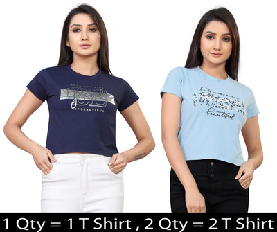 DEE LEAF Casual Printed Women Dark Blue, Light Blue Top