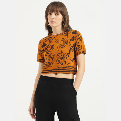 United Colors of Benetton Casual Printed Women Orange Top