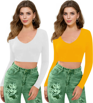 Kashonaa Casual Solid Women Yellow Top