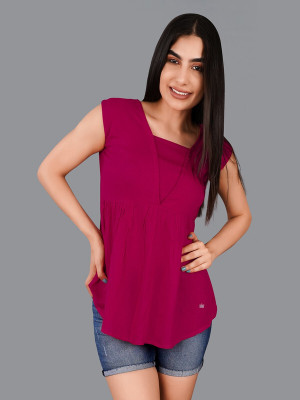 french crown Casual Solid Women Pink Top
