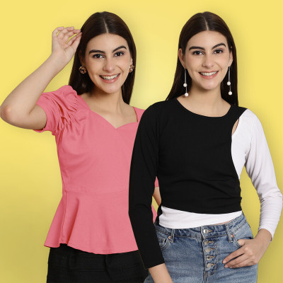 METRONAUT Casual Solid Women Multicolor Top