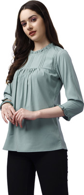 Abdhi Creation Casual Embroidered Women Light Green Top