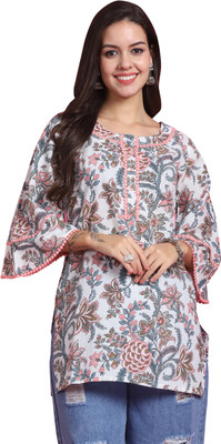 HouseOfCommon Women Printed Straight Kurta(White)
