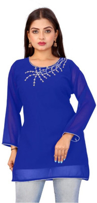 ATCreation Formal Printed Women Blue Top