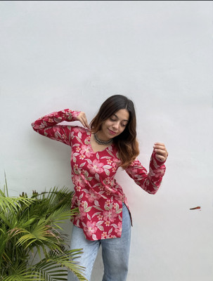 BL Textile Party Ethnic Motifs Women Red Top
