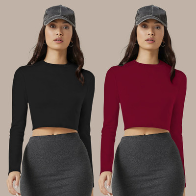 Maheshvi Casual Solid Women Maroon Top