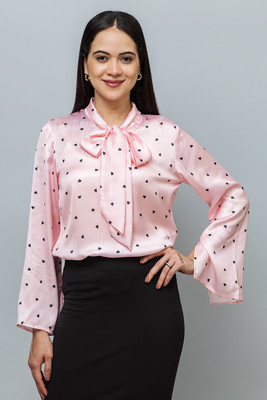 PURYS Casual Floral Print Women Pink Top