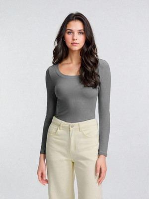 KOTTY Casual Solid Women Grey Top