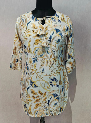 OMRIZA FASHION Casual Printed Women White Top