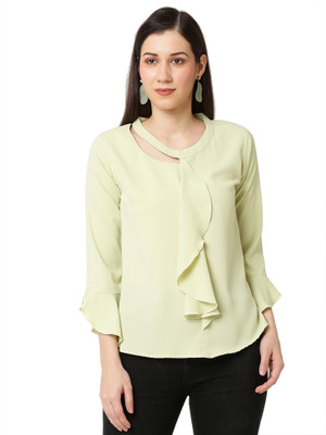GO.4.IT Casual Solid Women Light Green Top