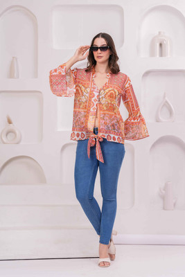 JC4U Casual Printed Women Orange Top