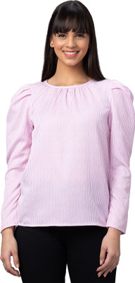 Globus Casual Striped Women Pink Top