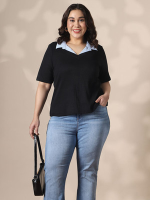 Globus Casual Solid Women Black Top