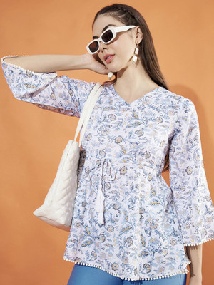 Moda Rapido Casual Floral Print Women Multicolor Top