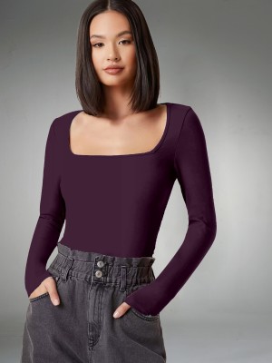 METRONAUT Casual Solid Women Purple Top