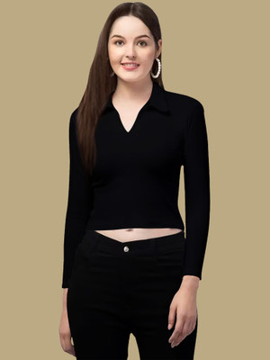 Kashonaa Casual Solid Women Black Top