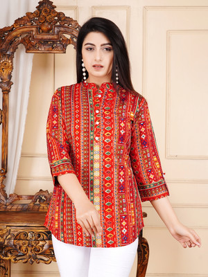FebQ Party Printed Women Red Top