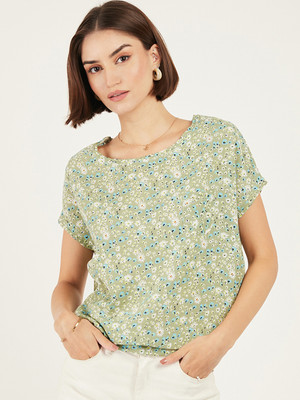 All Yours Casual Printed Women Light Green Top