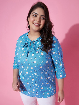 Austivo Casual Printed Women Blue Top