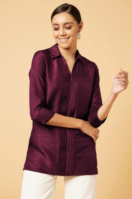 SALT ATTIRE Formal Solid Women Purple Top