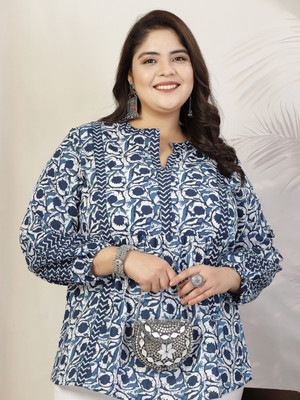Little More By Stylum Casual Floral Print Women Dark Blue Top