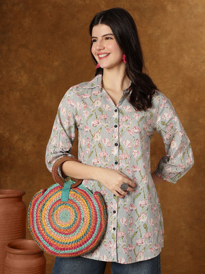 HERE&NOW Formal Printed Women Grey Top