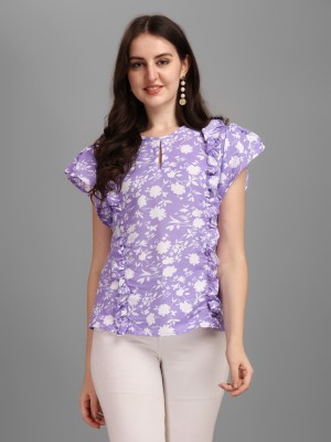 RIEKA Casual Printed Women Purple Top