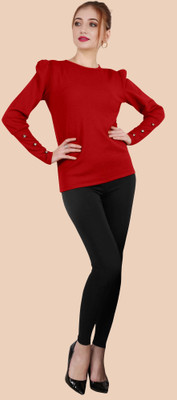 A To Z Cart Casual Solid Women Red Top