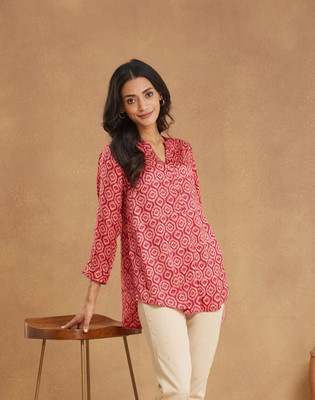 Fabindia Casual Printed Women Pink Top