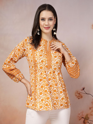 Stylum Casual Floral Print Women Yellow Top