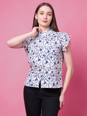 PRETTY LOVING THING Party Printed Women Blue Top