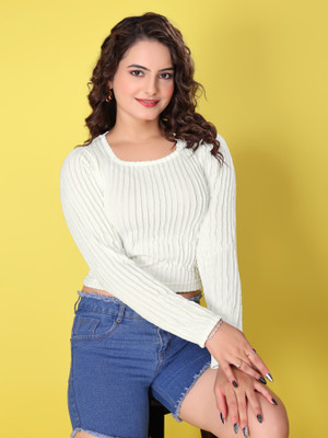 EKASYA Party Solid Women White Top