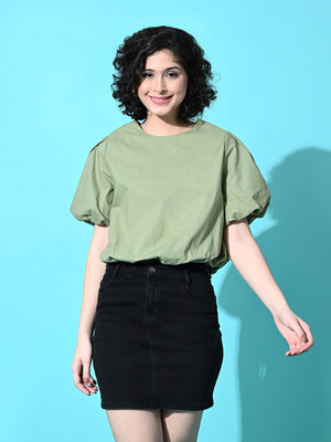 PRETTY LOVING THING Casual Solid Women Green Top